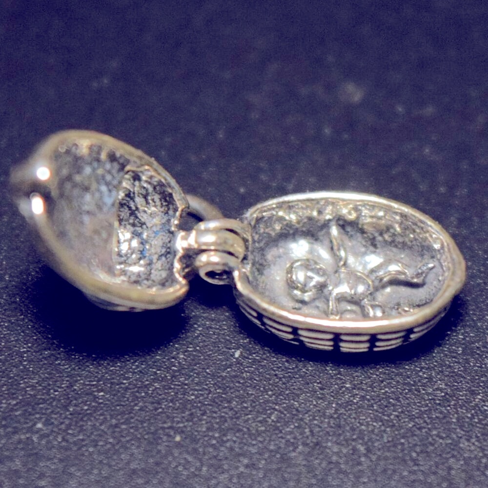 Articulated 3D Sterling Silver Baby In Basket Charm Pendant Mother Infant